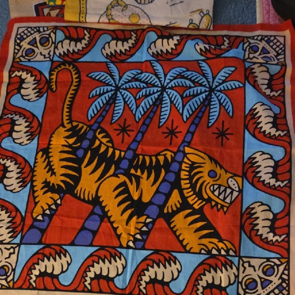 Vibrant Tiger and Palm Tree Scarf